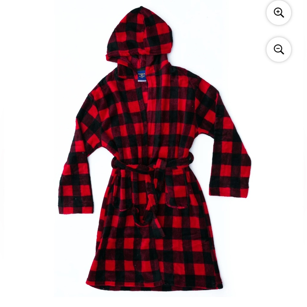 PRINCE OF SLEEP Red and Black Plaid Kids Robe